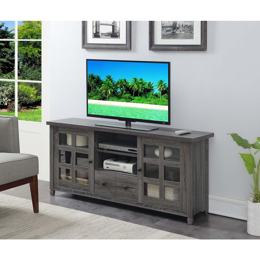 Newport Park Lane 1 Drawer TV Stand with Storage Cabinets and Shelves for TVs up to 65 Inches, Gray. Picture 3
