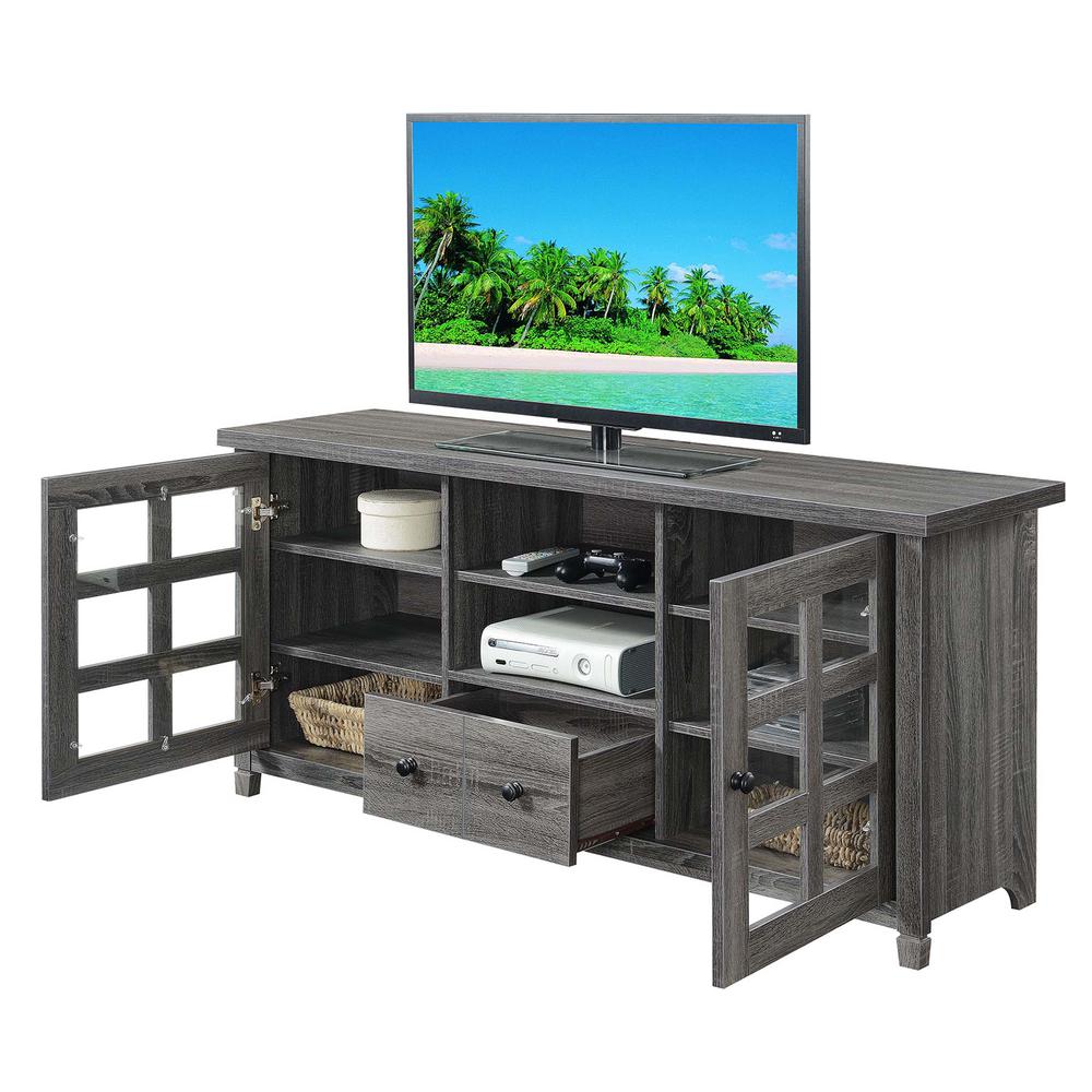Newport Park Lane 1 Drawer TV Stand with Storage Cabinets and Shelves for TVs up to 65 Inches, Gray. Picture 2