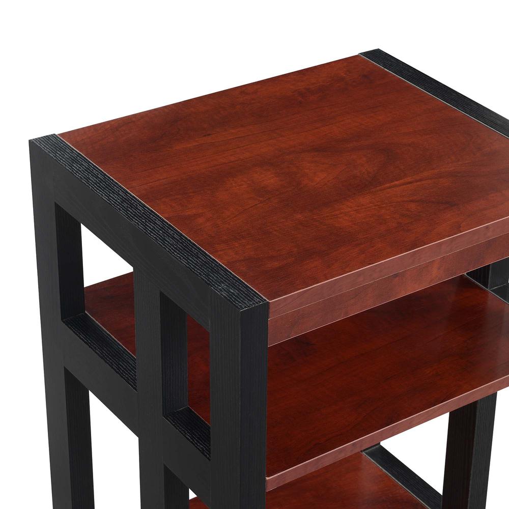 Monterey End Table with Shelves, Cherry/Black. Picture 3