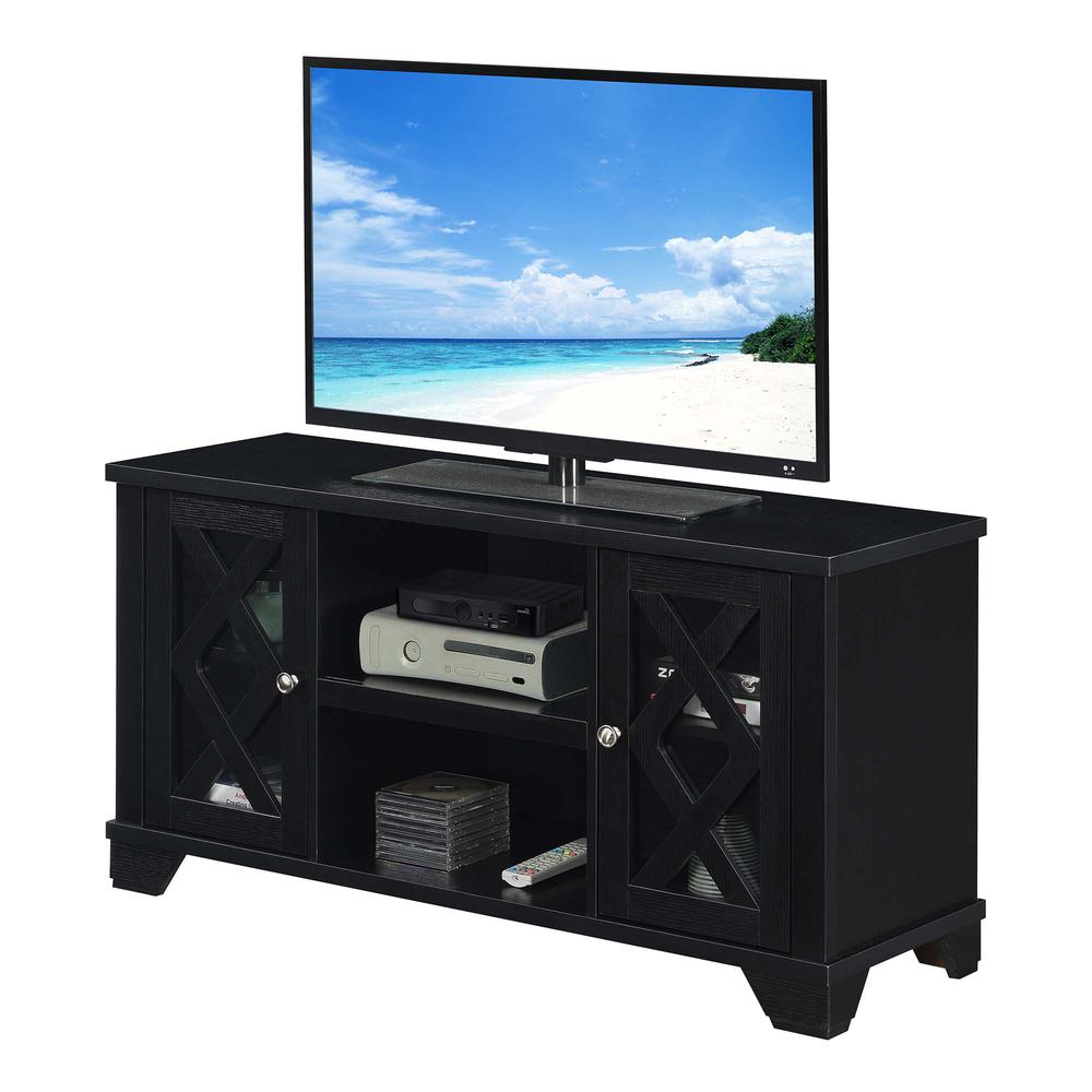 Gateway TV Stand with Storage Cabinets and Shelves, Black. Picture 1