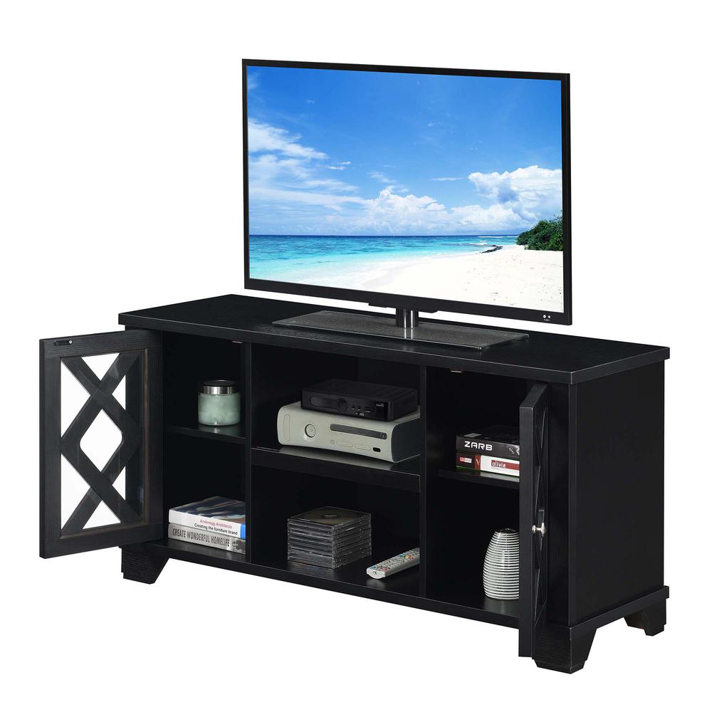 Gateway TV Stand with Storage Cabinets and Shelves, Black. Picture 2