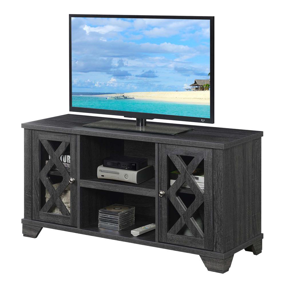 Gateway TV Stand with Storage Cabinets and Shelves, Weathered Gray. Picture 1