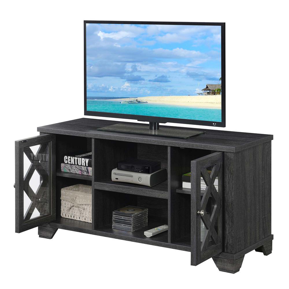 Gateway TV Stand with Storage Cabinets and Shelves, Weathered Gray. Picture 2