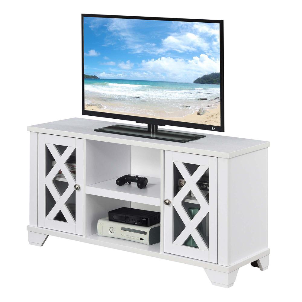 Gateway TV Stand with Storage Cabinets and Shelves, White. Picture 1