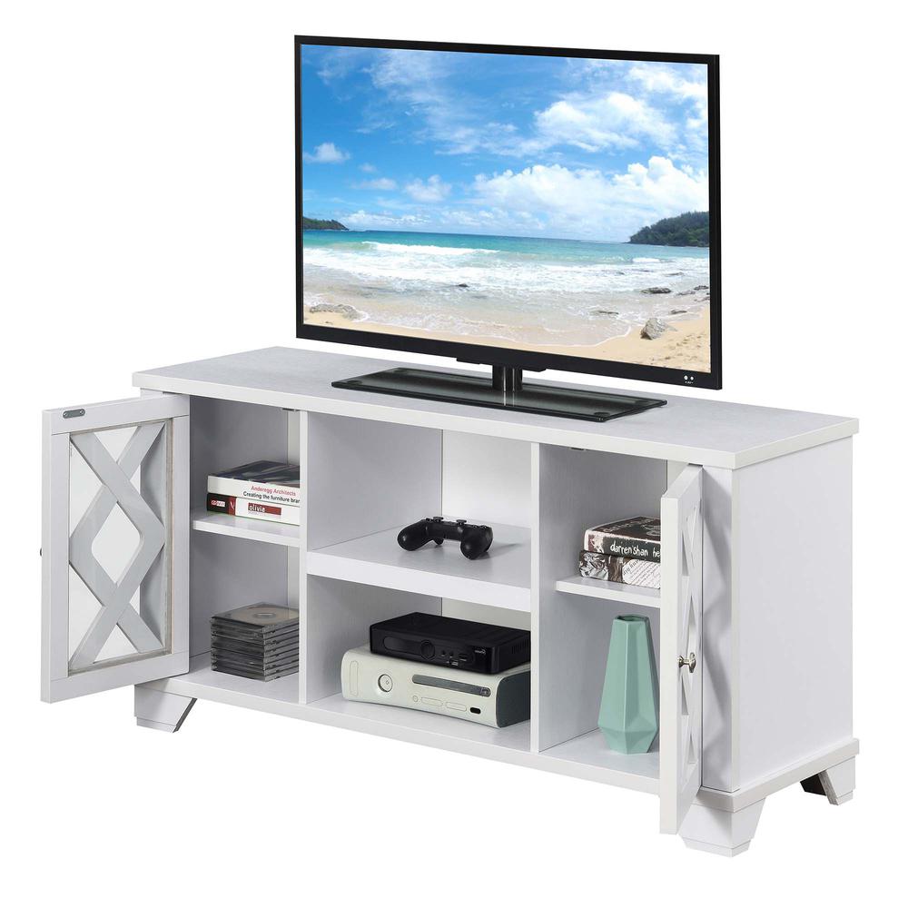 Gateway TV Stand with Storage Cabinets and Shelves, White. Picture 2