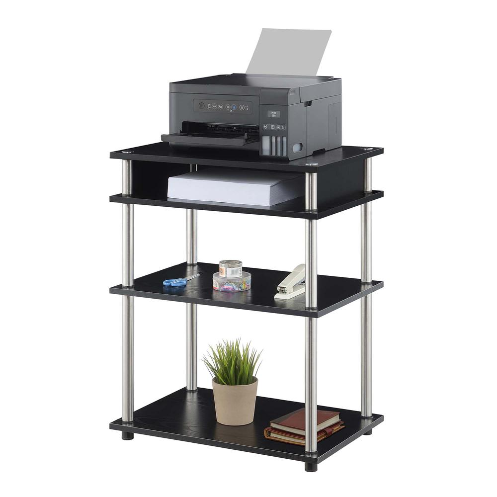 Designs2Go No Tools Printer Stand with Shelves, Black. Picture 2