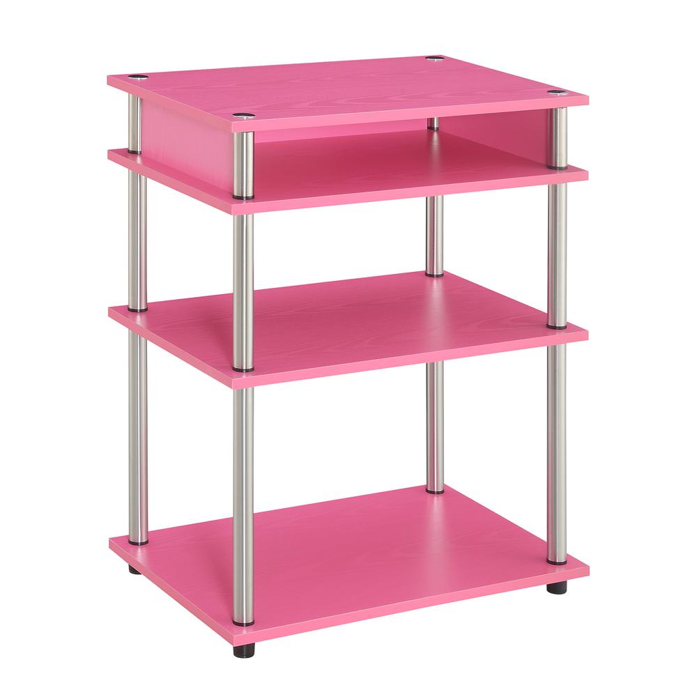 Designs2Go No Tools Printer Stand with Shelves, Pink. Picture 1