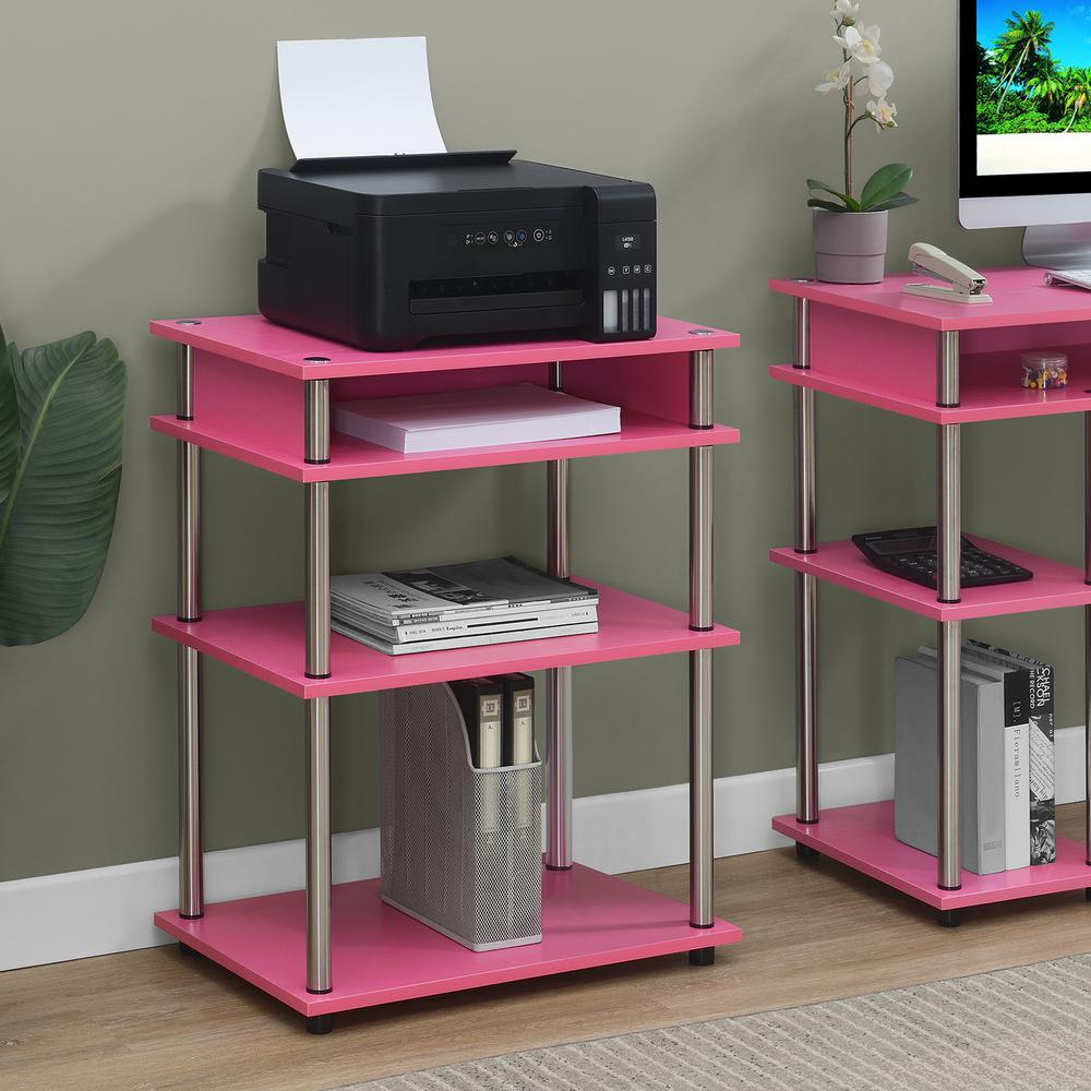 Designs2Go No Tools Printer Stand with Shelves, Pink. Picture 3