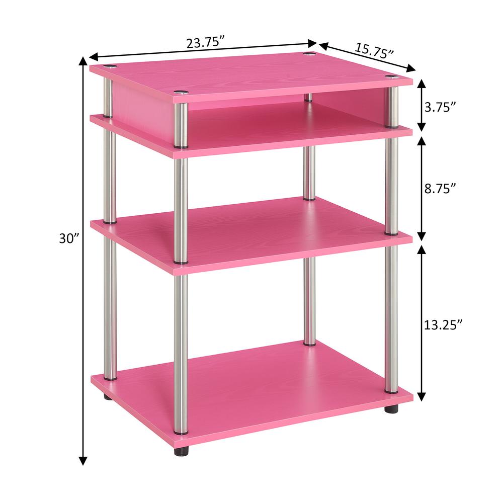 Designs2Go No Tools Printer Stand with Shelves, Pink. Picture 4