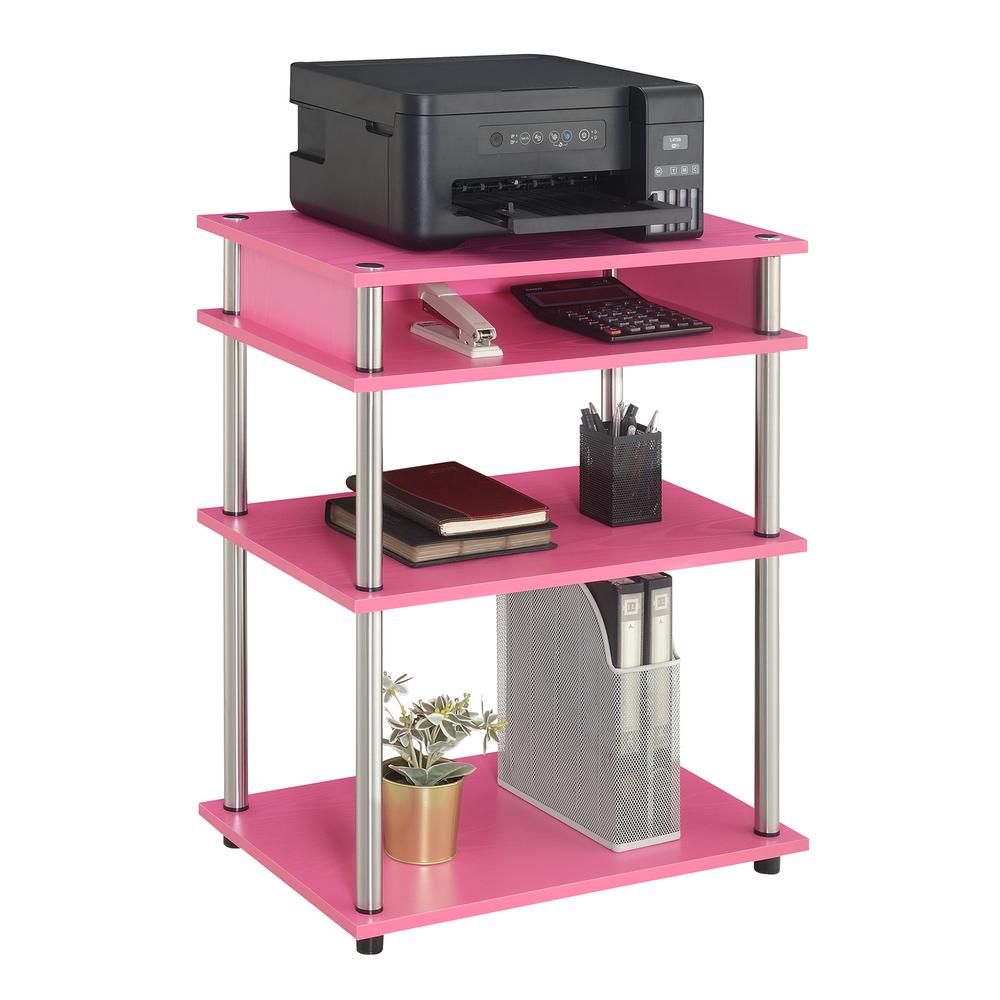 Designs2Go No Tools Printer Stand with Shelves, Pink. Picture 2