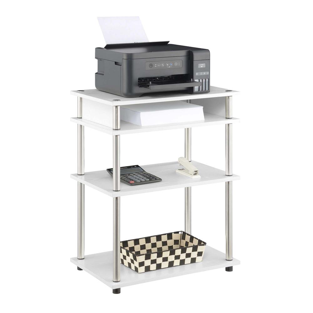 Designs2Go No Tools Printer Stand with Shelves, White. Picture 2