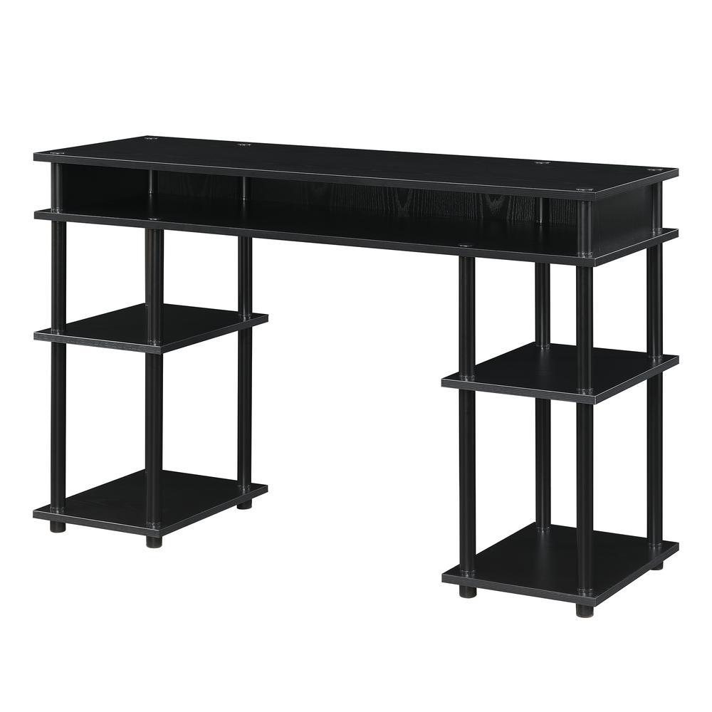 Designs2Go No Tools Student Desk with Shelves - Black. Picture 1
