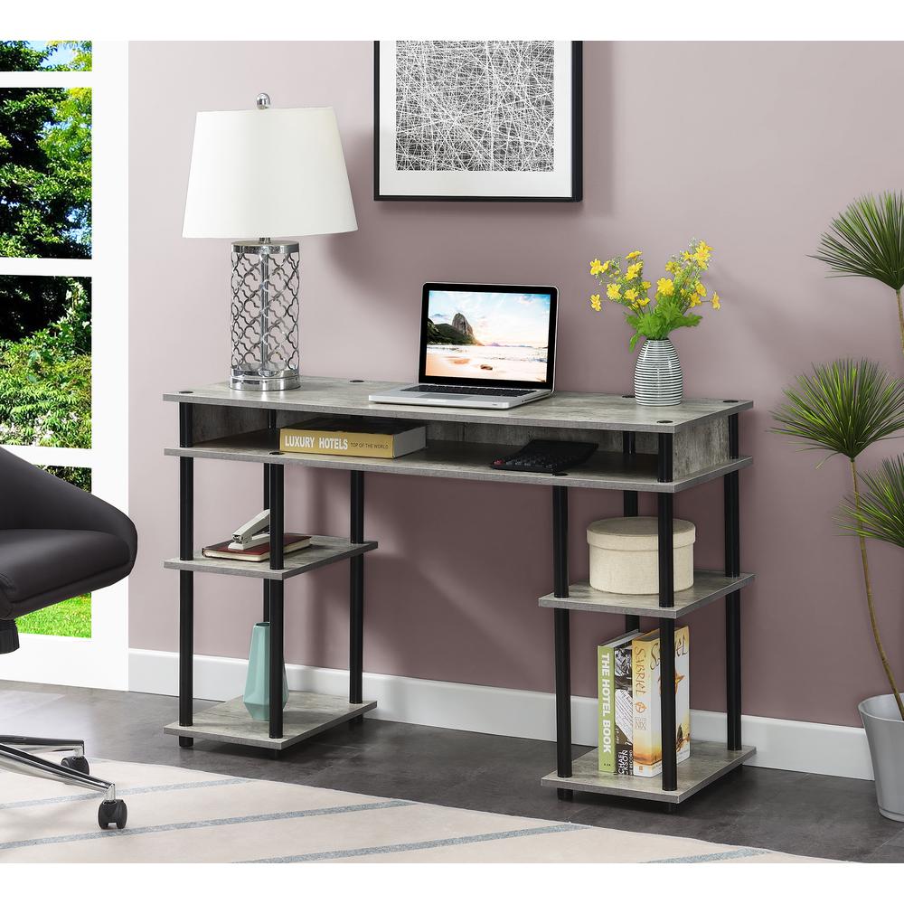 Designs2Go No Tools Student Desk with Shelves, Faux Birch/Black. Picture 4