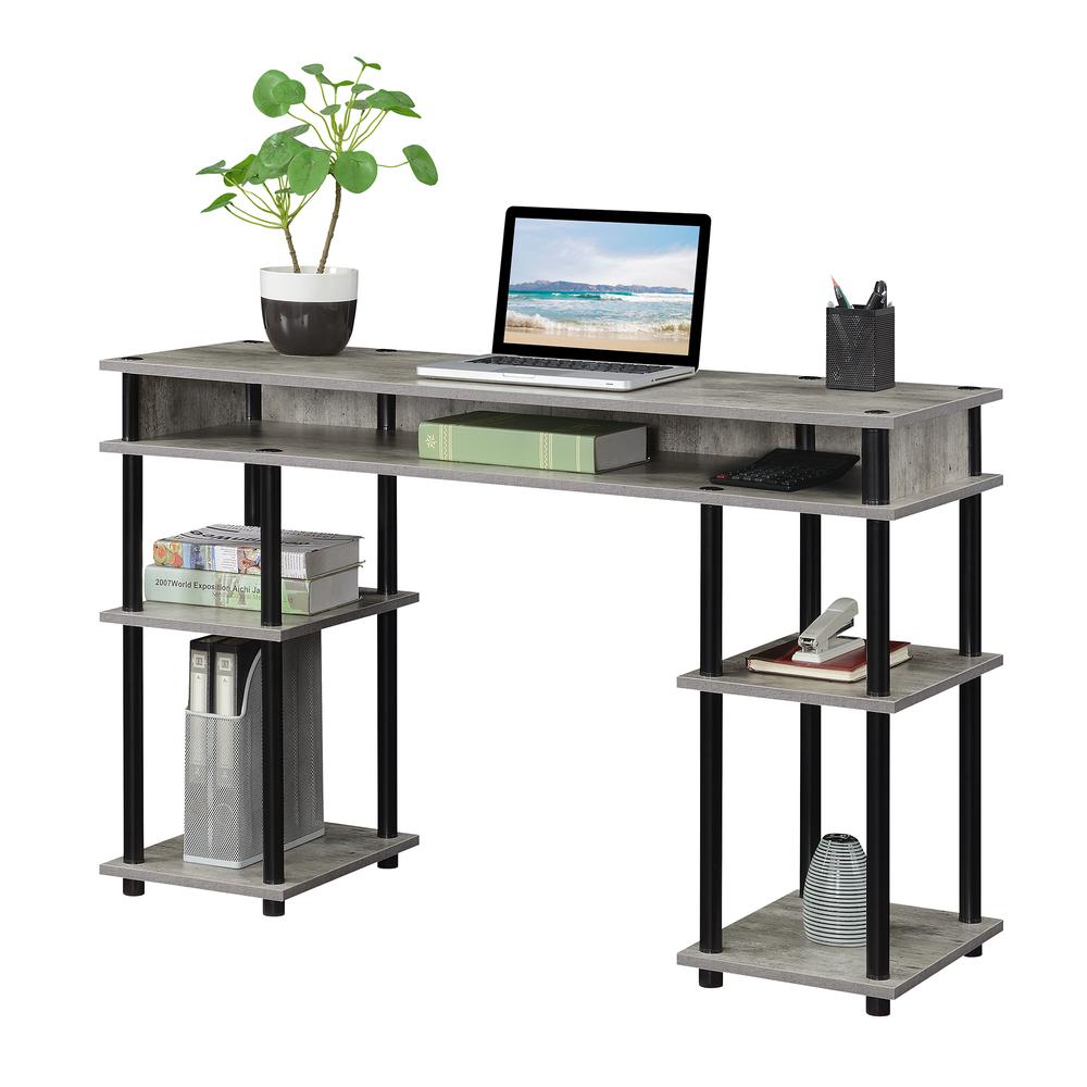 Designs2Go No Tools Student Desk with Shelves, Faux Birch/Black. Picture 3