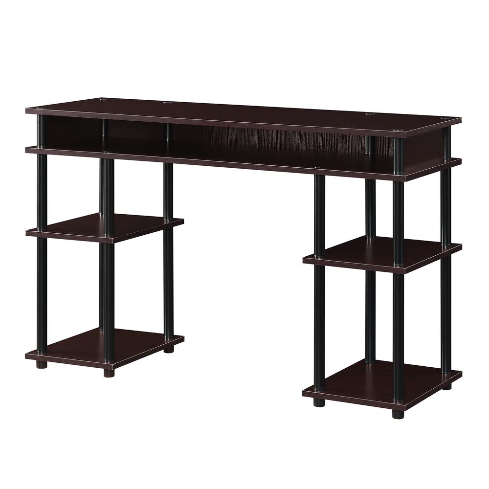 Designs2Go No Tools Student Desk with Shelves, Espresso/Black. Picture 1
