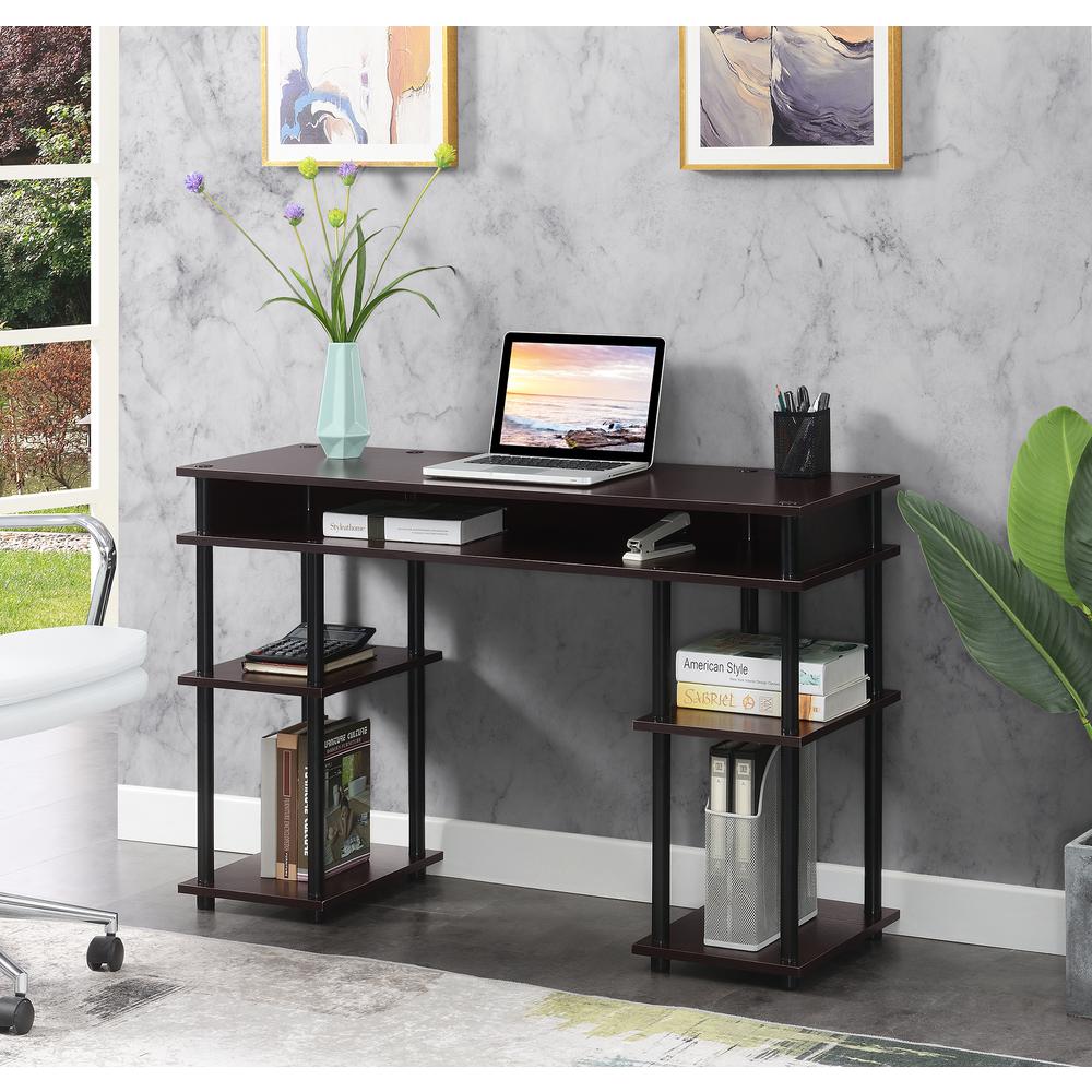 Designs2Go No Tools Student Desk with Shelves, Espresso/Black. Picture 4