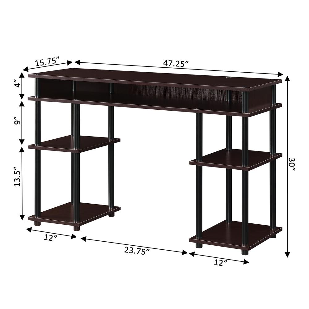 Designs2Go No Tools Student Desk with Shelves, Espresso/Black. Picture 6