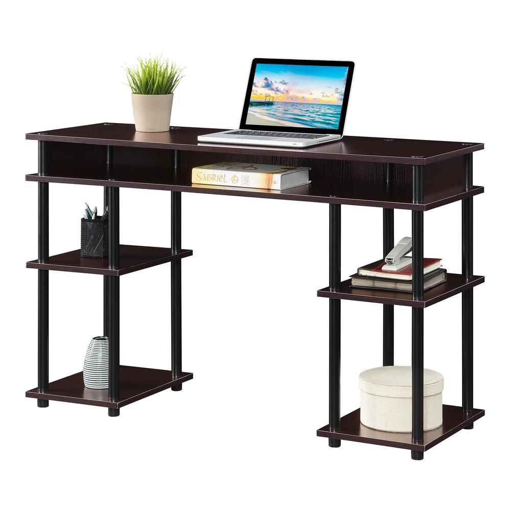 Designs2Go No Tools Student Desk with Shelves, Espresso/Black. Picture 3