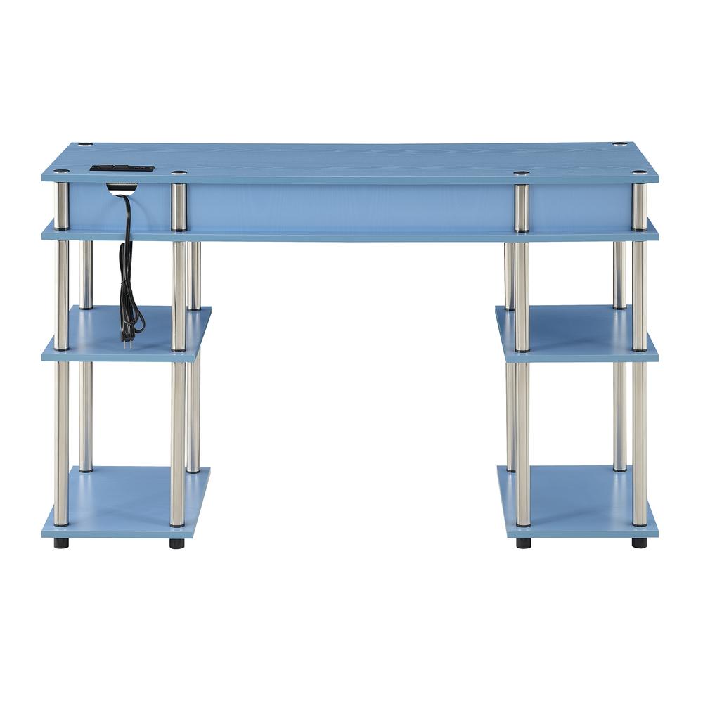 Designs2Go No Tools Student Desk With Charging Station, Blue. Picture 3