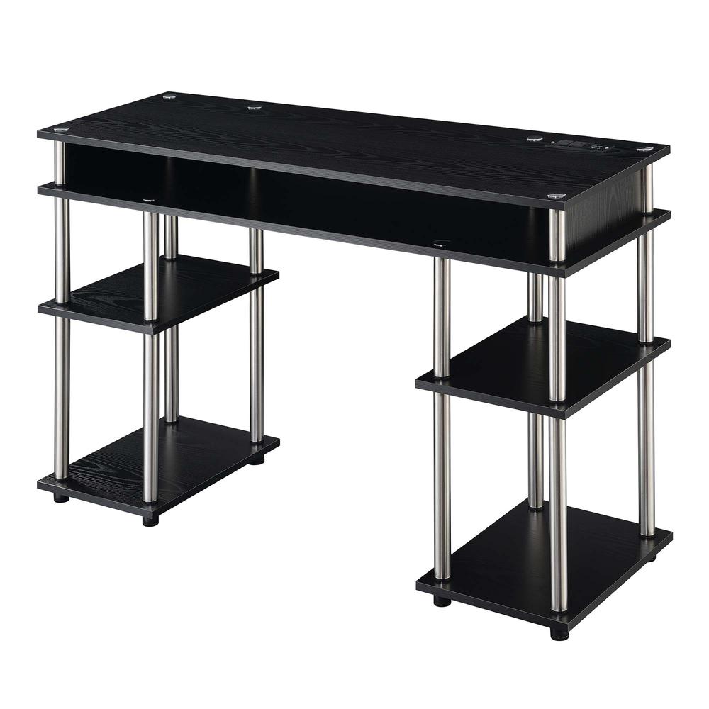 Designs2Go No Tools Student Desk with Charging Station, Black. Picture 2