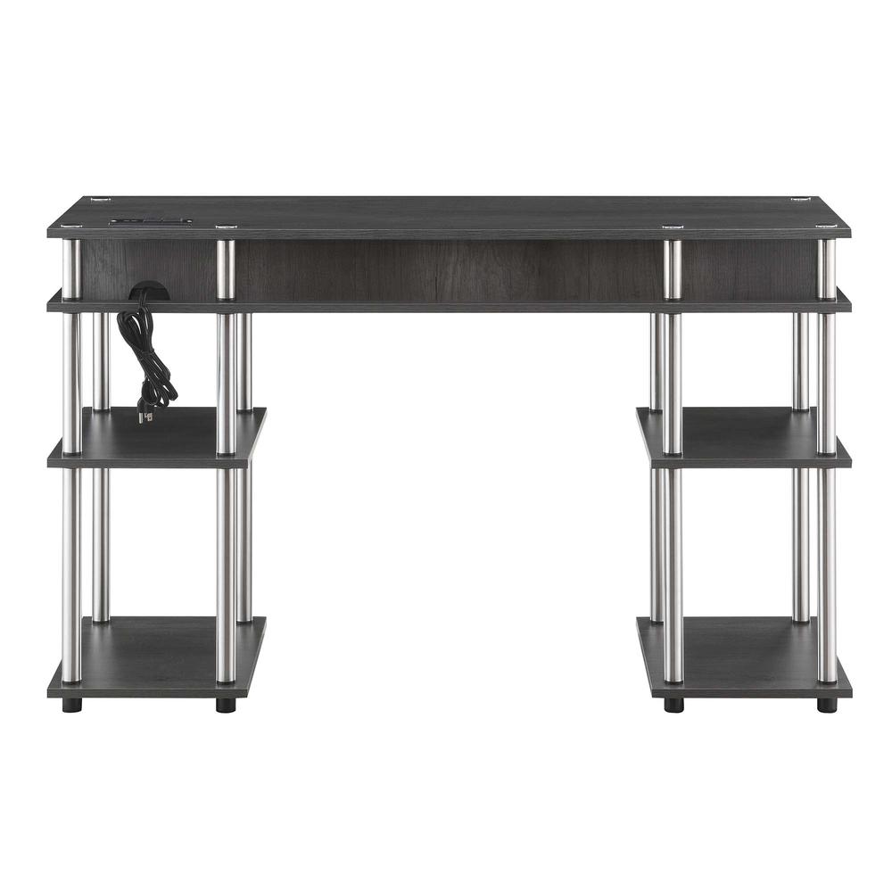 Designs2Go No Tools Student Desk with Charging Station, Charcoal Gray. Picture 6