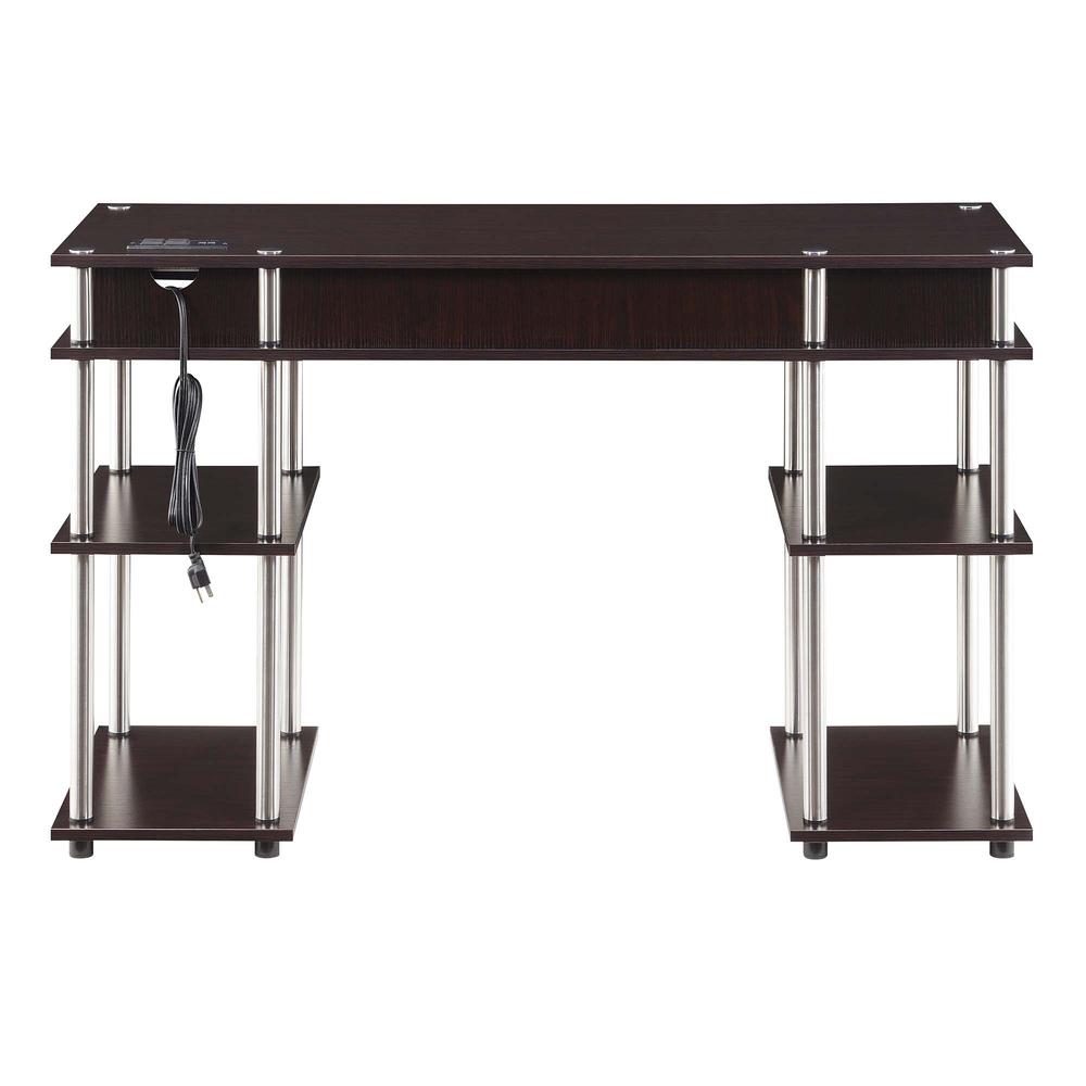 Designs2Go No Tools Student Desk With Charging Station, Espresso. Picture 3