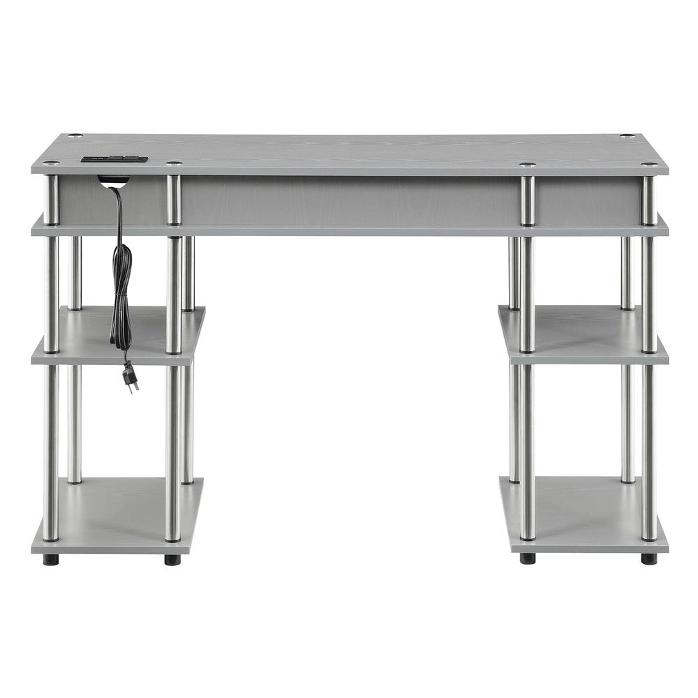 Designs2Go No Tools Student Desk With Charging Station, Gray. Picture 3