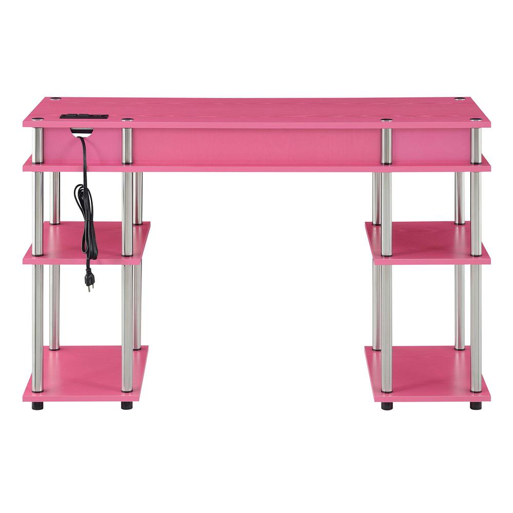 Designs2Go No Tools Student Desk With Charging Station, Pink. Picture 3