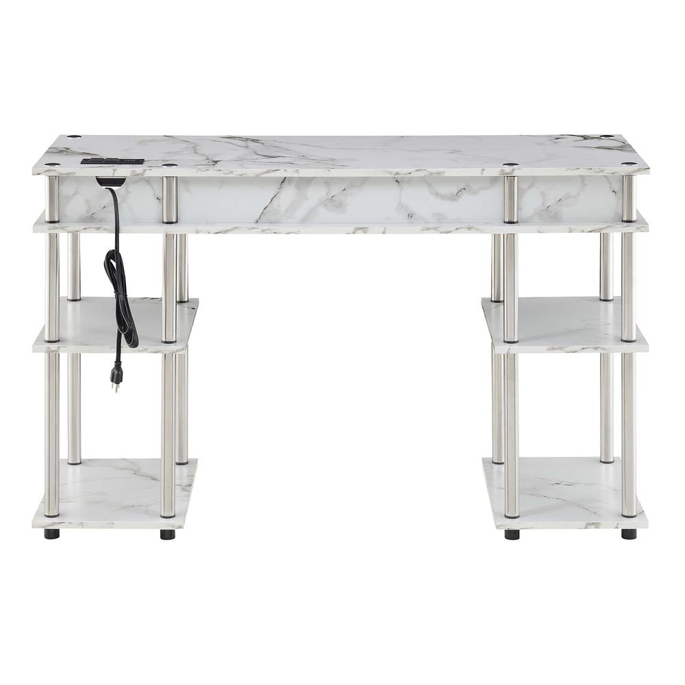 Designs2Go No Tools Student Desk With Charging Station, White Marble. Picture 4