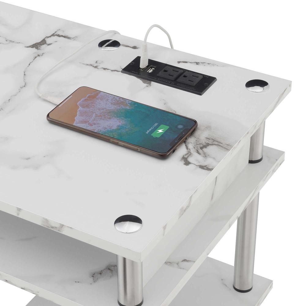 Designs2Go No Tools Student Desk With Charging Station, White Marble. Picture 2