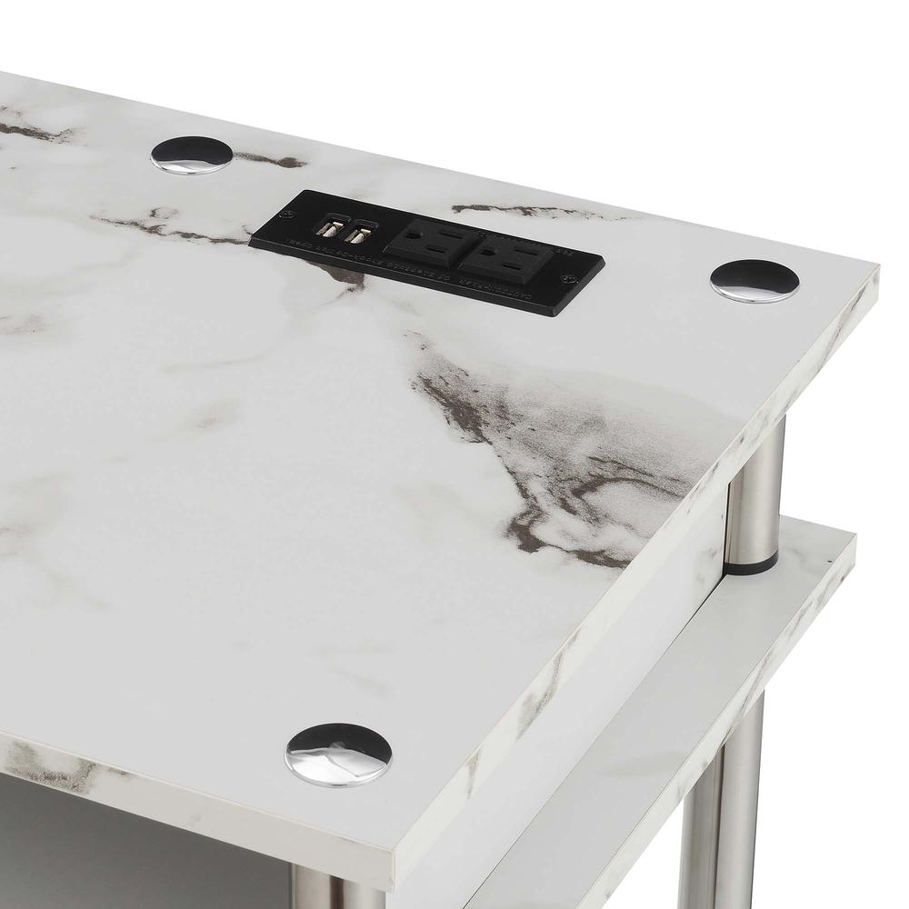 Designs2Go No Tools Student Desk With Charging Station, White Marble. Picture 3