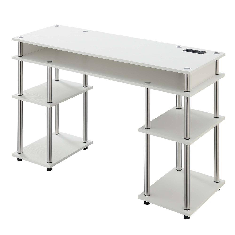 Designs2Go No Tools Student Desk with Charging Station, White. Picture 3