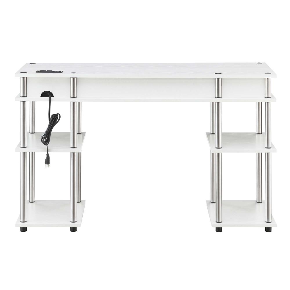 Designs2Go No Tools Student Desk with Charging Station, White. Picture 6