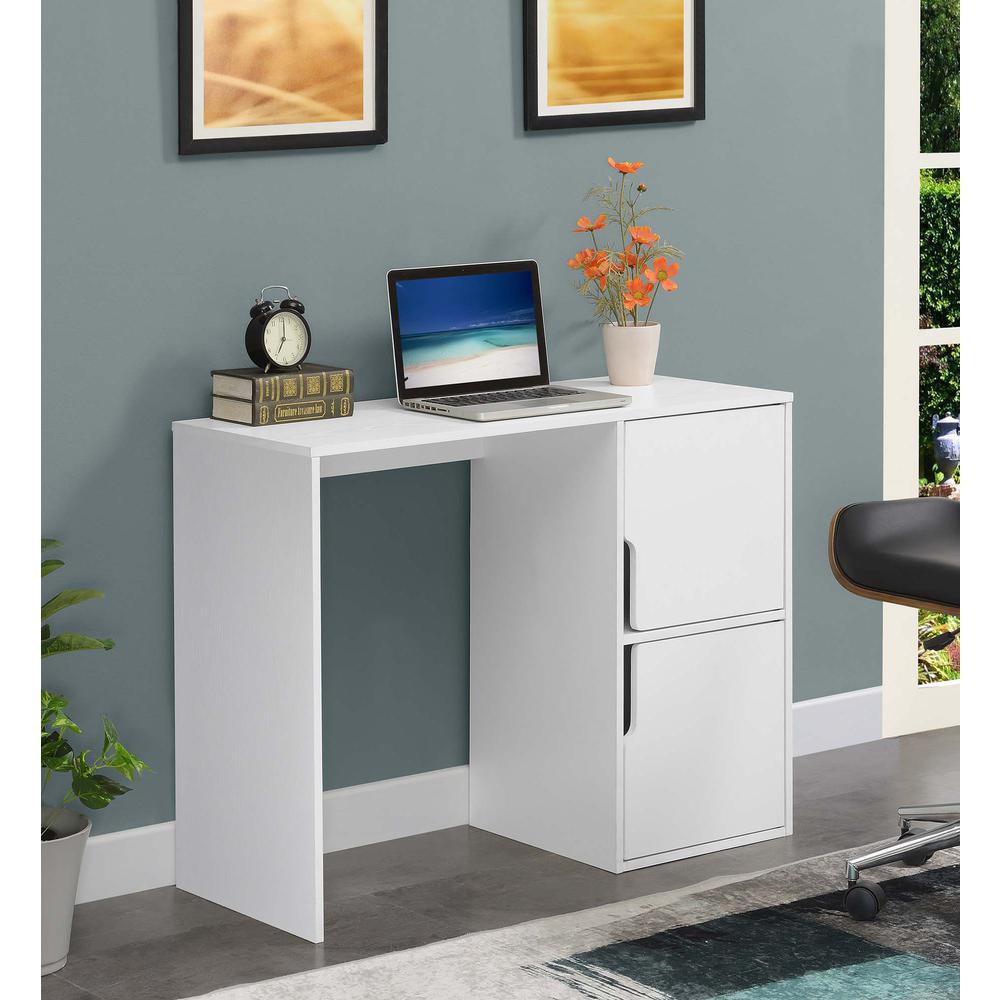 Designs2Go Student Desk with Storage Cabinets in White. Picture 1