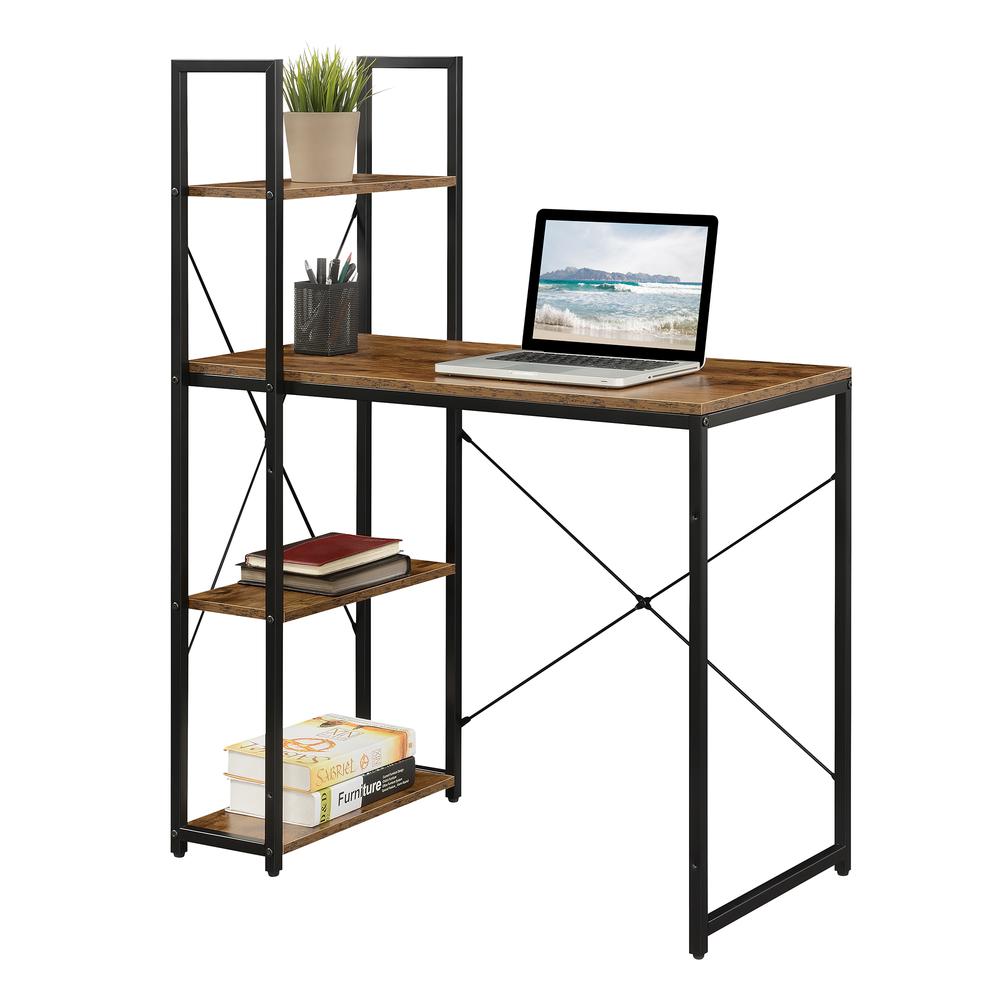 Designs2Go Office Workstation with Shelves, Barnwood/Black. Picture 2