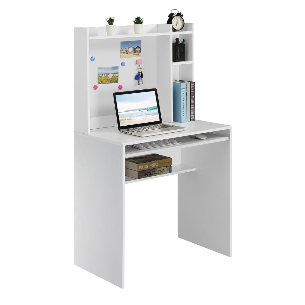 Designs2Go Student Desk with Magnetic Bulletin Board and Shelves, White. Picture 2