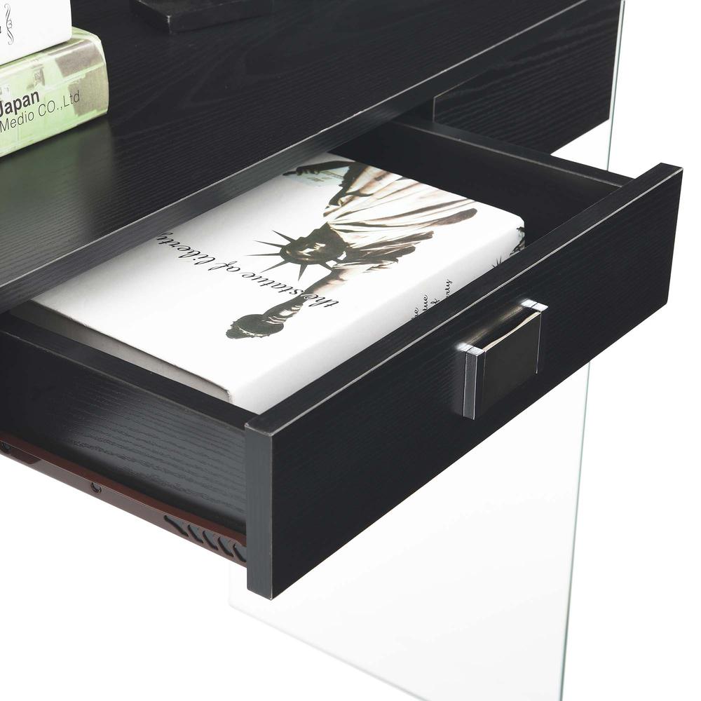 SoHo 1 Drawer Glass 36 inch Desk, Black. Picture 3
