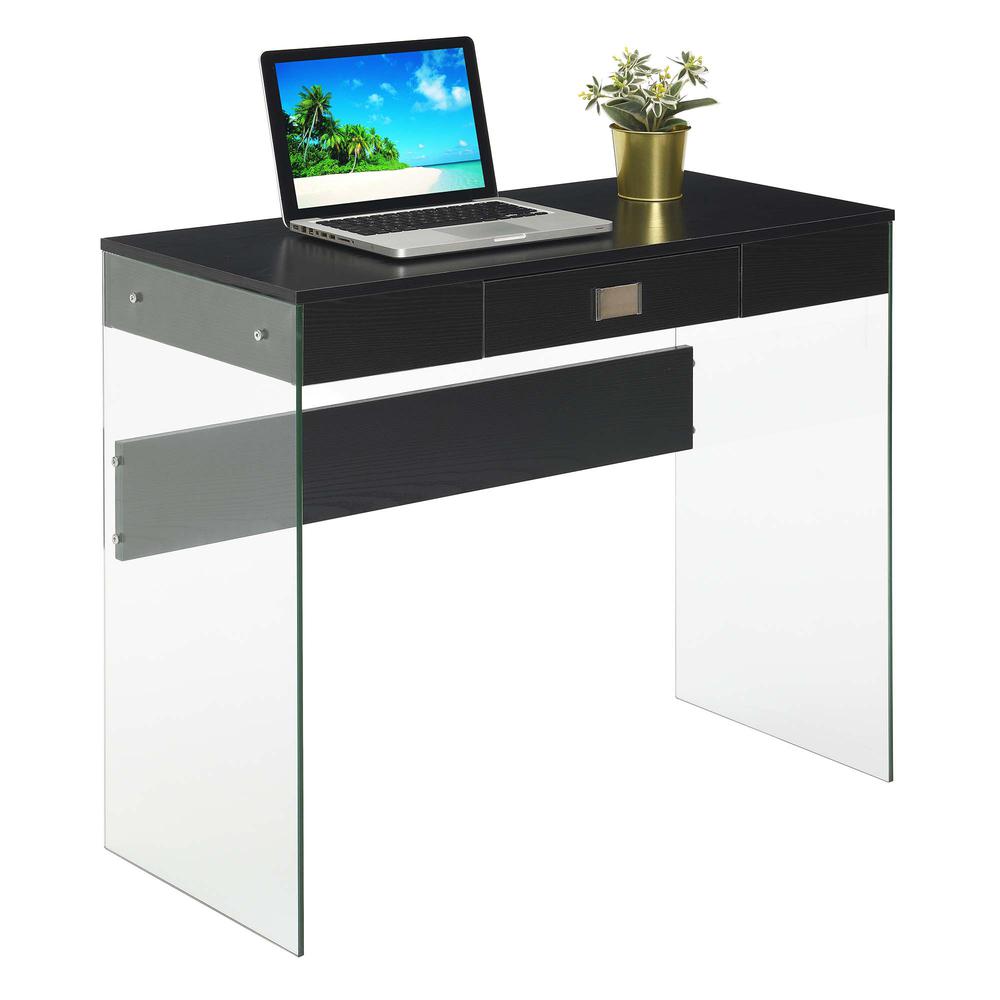 SoHo 1 Drawer Glass 36 inch Desk, Black. Picture 2