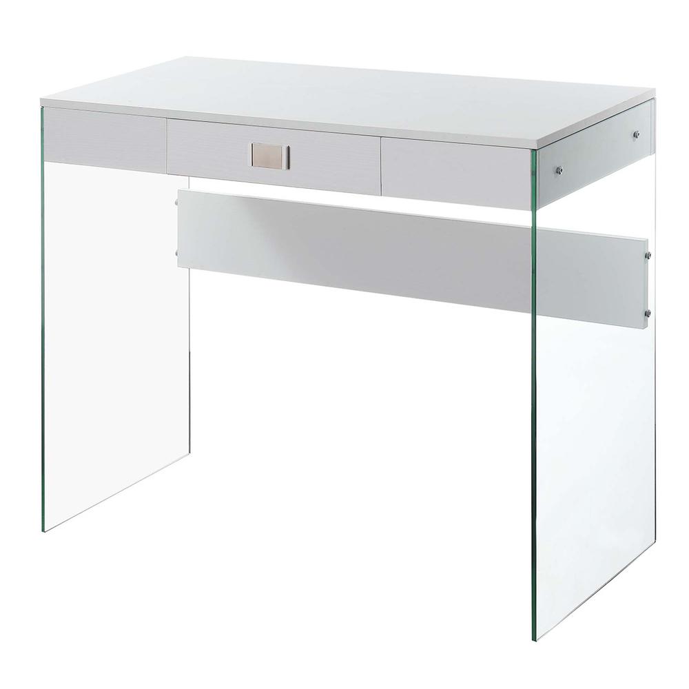 SoHo 1 Drawer Glass 36 inch Desk, White. Picture 2