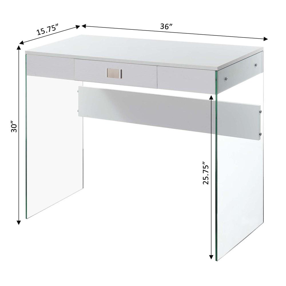 SoHo 1 Drawer Glass 36 inch Desk, White. Picture 4