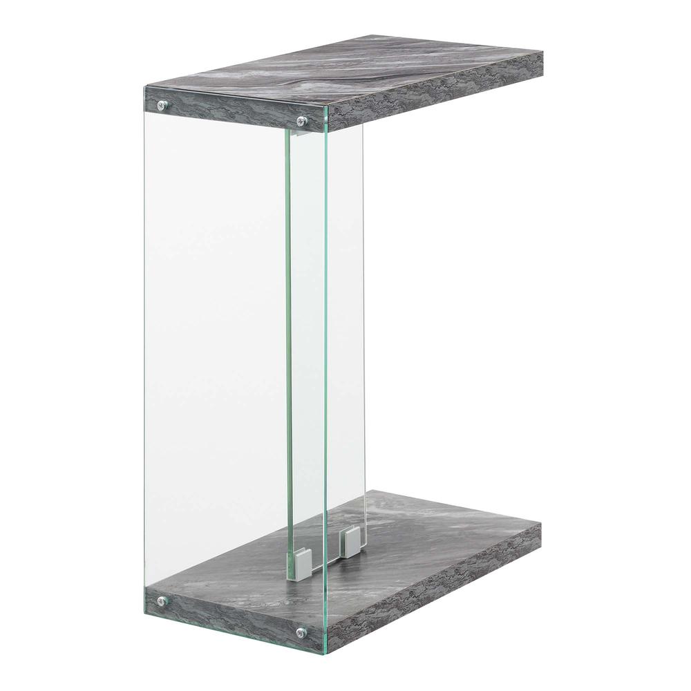SoHo C End Table, Gray Faux Marble/Glass. Picture 1