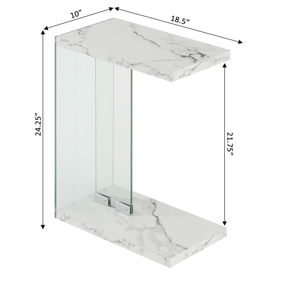 SoHo C End Table, White Faux Marble/Glass. Picture 4