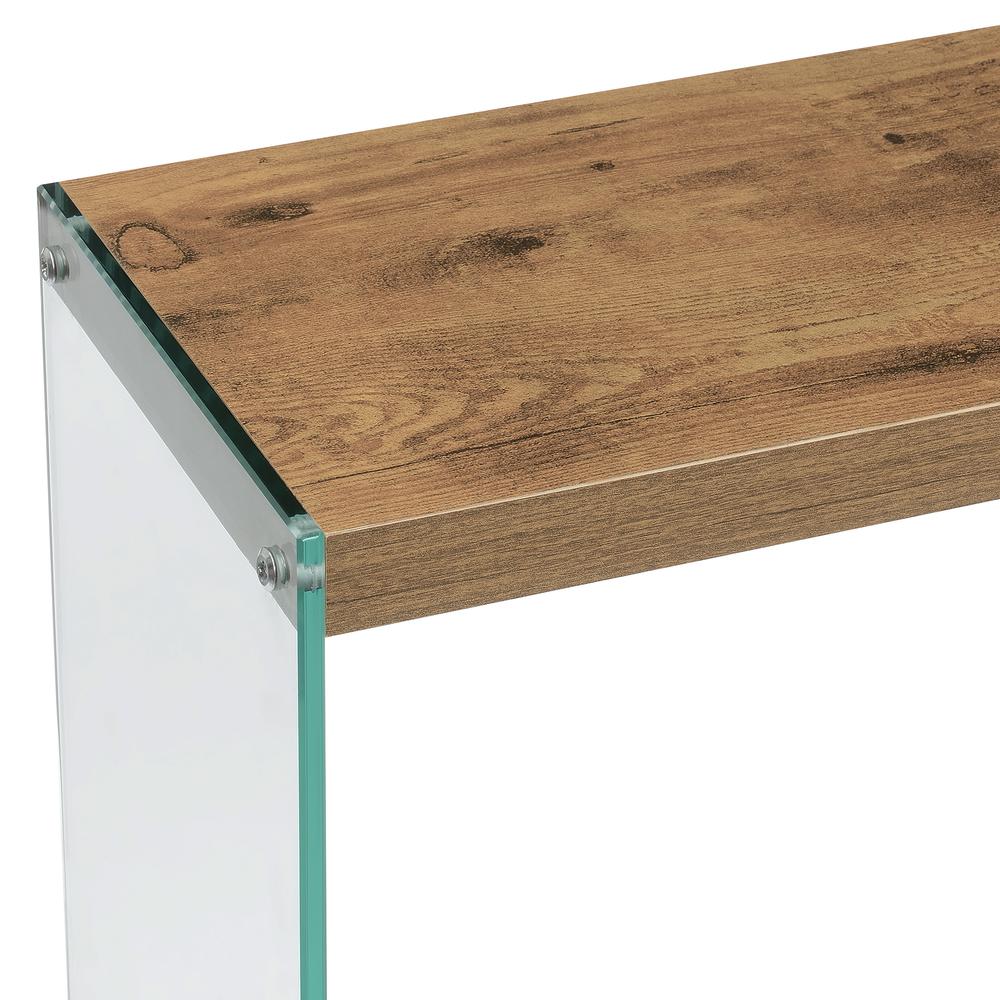 SoHo V Console Table w/ Shelf, Barnwood/Glass. Picture 3