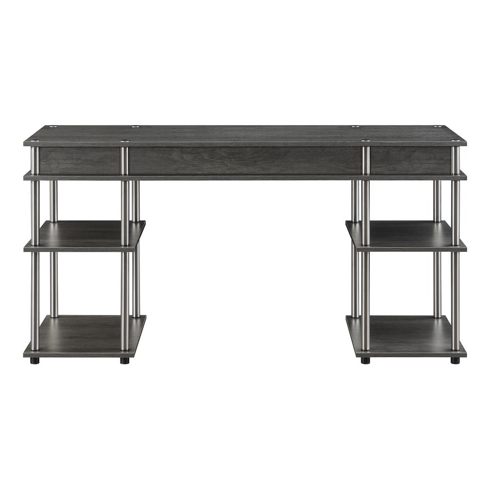 Designs2Go No Tools 60 inch Deluxe Student Desk with Shelves, Charcoal Gray. Picture 4