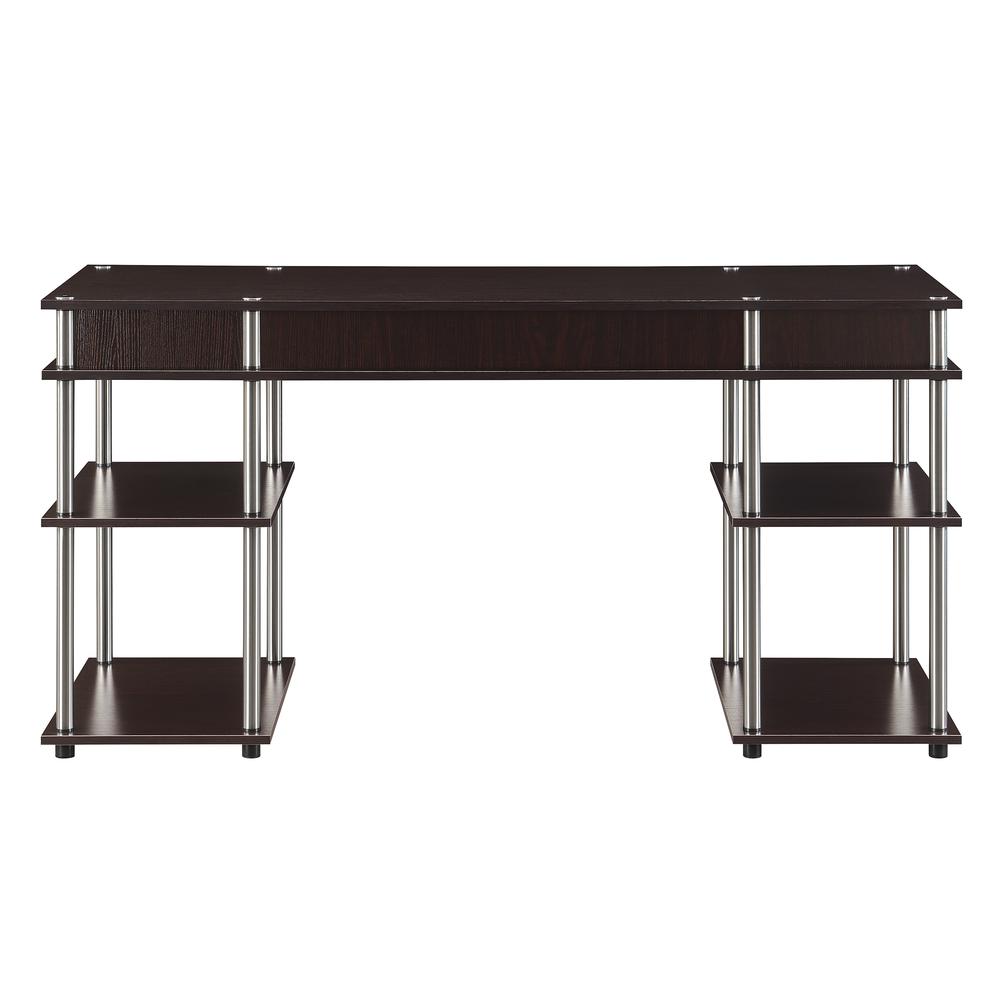 Designs2Go No Tools 60 inch Deluxe Student Desk with Shelves, Espresso. Picture 4
