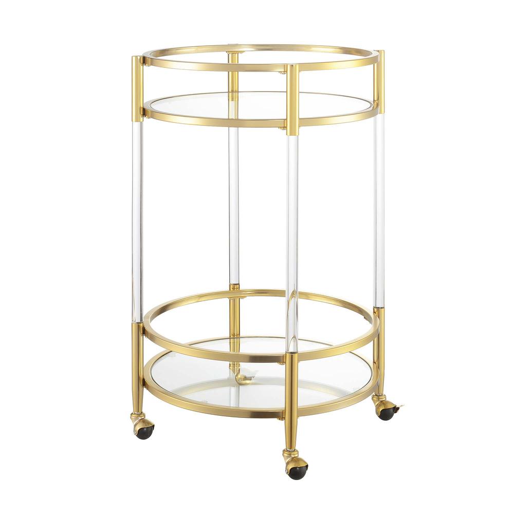 Royal Crest 2 Tier Acrylic Round Glass Bar Cart. Picture 1