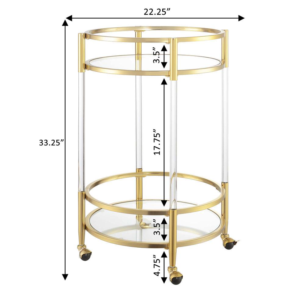 Royal Crest 2 Tier Acrylic Round Glass Bar Cart. Picture 6
