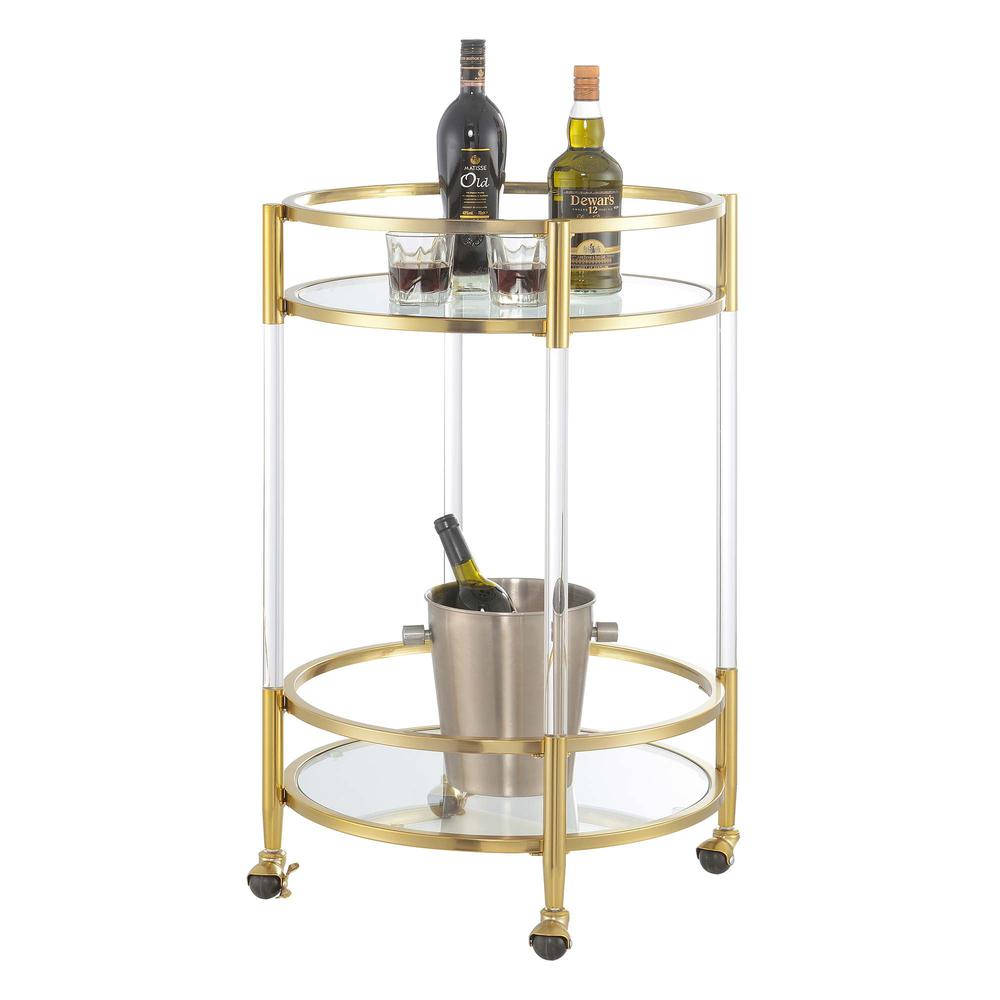 Royal Crest 2 Tier Acrylic Round Glass Bar Cart. Picture 2
