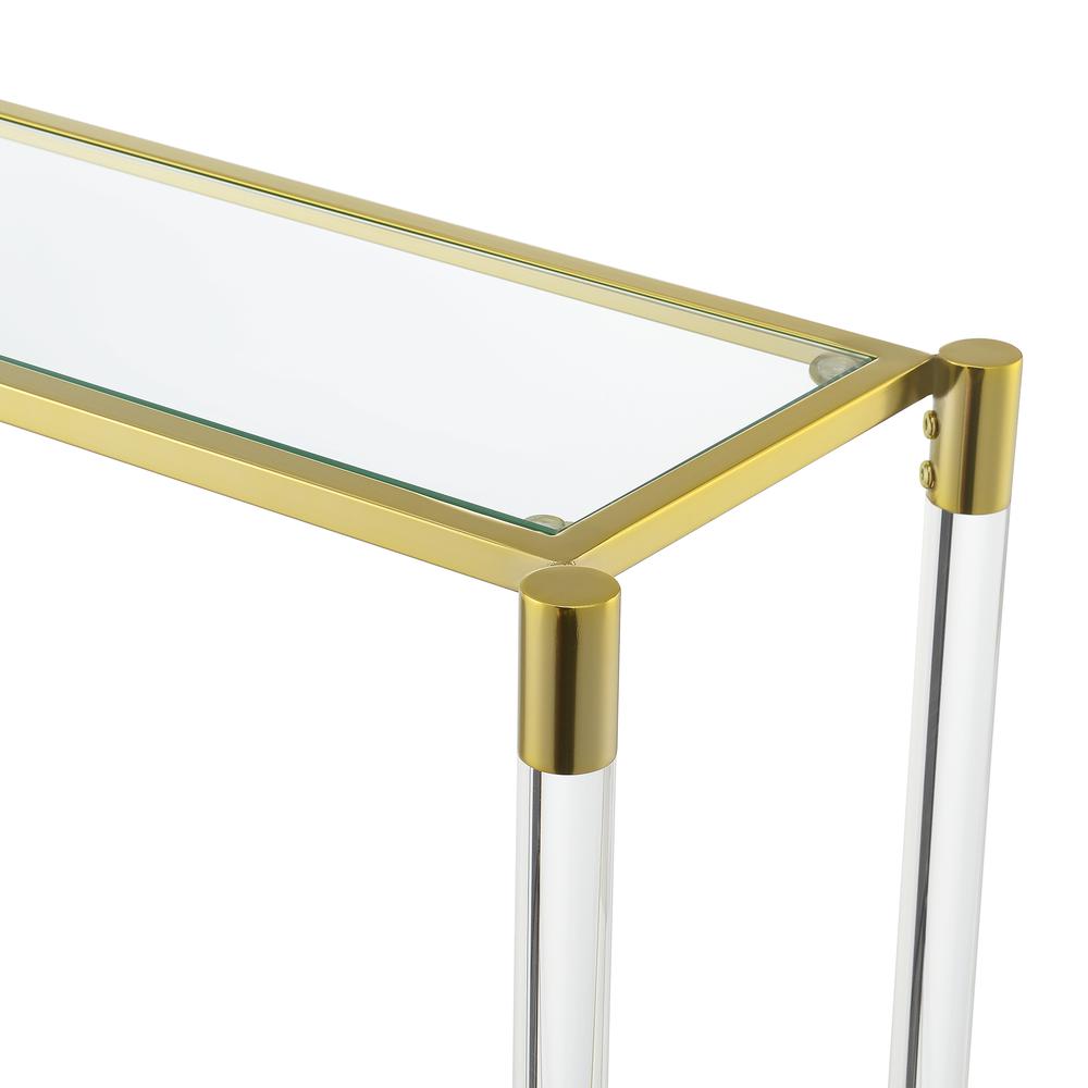 Royal Crest 2 Tier Acrylic Glass Console Table. Picture 5