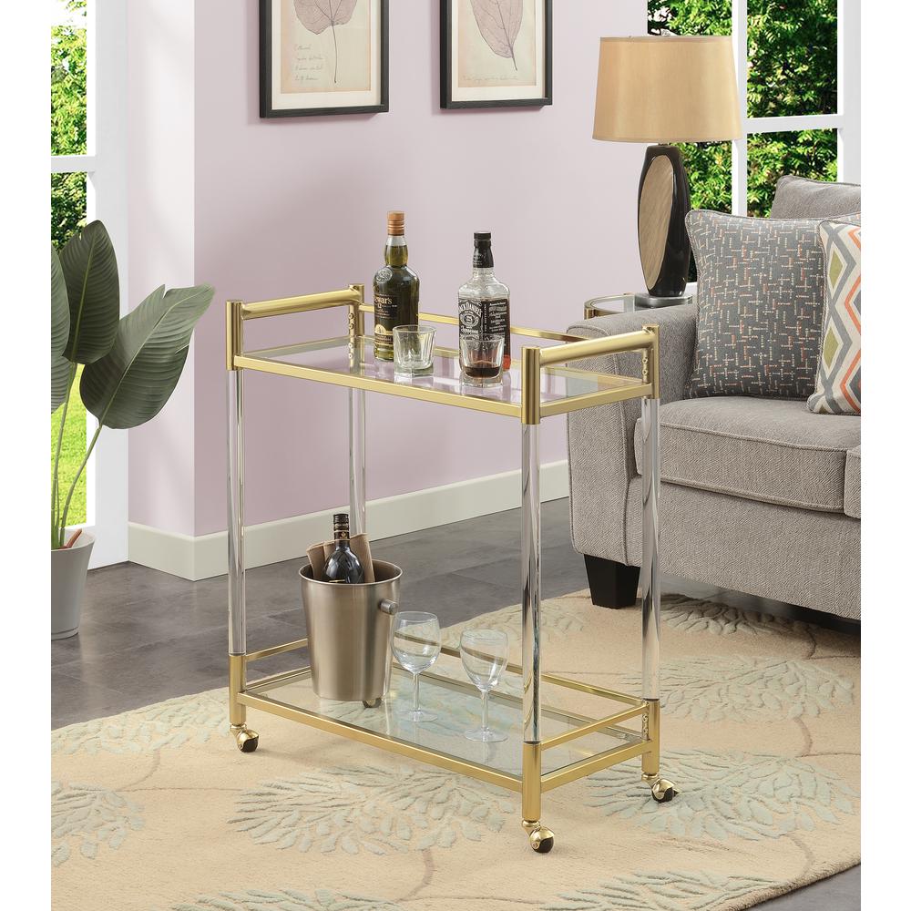 Royal Crest 2 Tier Acrylic Glass Bar Cart. Picture 3